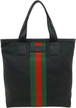 Gucci Pre-owned Tote Bags, male, Black, Size: ONE SIZE Pre-owned Nylon Canvas Tote Bag