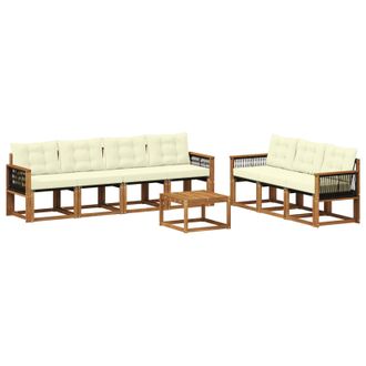 vidaXL Conjunto De Sof&aacute;s De Exterior Con Coj&iacute;n 8 Pcs Natural Y Crema Vidaxl