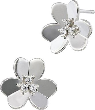 Savvy Cie Jewels Silver Cz Stud Earrings