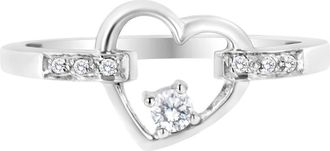 House of Brilliance 14K White Gold 1/8 Cttw Channel Set Round-Cut Diamond Heart Ring at Nordstrom, Size 7