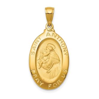 Diamond2Deal 10k Yellow Gold Saint Anthony Oval Medal Pendant