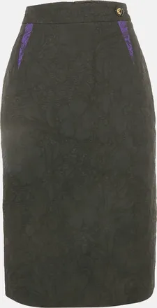 Roberto Cavalli Black Floral Jacquard Pencil Skirt