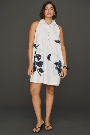 Maeve Denim Applique Swing Mini Dress