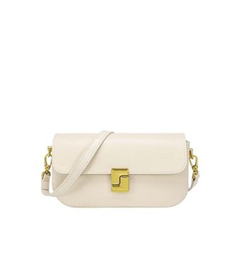 Generic Compatible For Womens Layered Leather Shoulder Bag, Small Square Handbag(White)