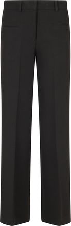 Federica Tosi Black Front Slit Pocket Cady Straight-Leg Pants