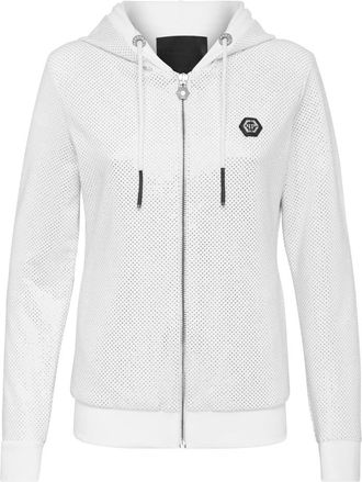 Philipp Plein Hoodies & sweatvesten, Dames, Wit, M, Katoen, Hooded Sweatjacket TM