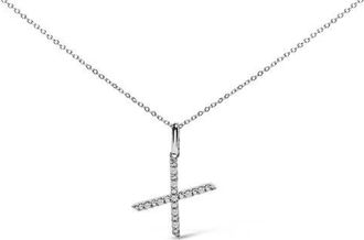 House of Brilliance Sterling Silver Diamond Accent A-Z Initial Pendant Necklace in Sterling Silver |X at Nordstrom