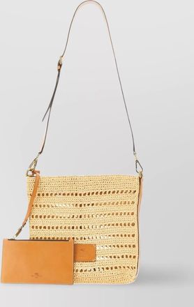Etro perforated raffia shoulder bag