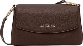 Love Moschino Gewatteerde Crossbody Tas met Logo-Plaquette - Dames - Schoudertassen - Bruin - ONE Size - Leer - Tassen