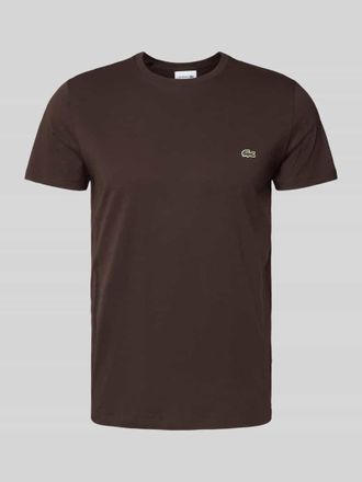 Lacoste Regular Fit T-Shirt aus reiner Baumwolle Modell SUPIMA in Dunkelbraun, Größe XL