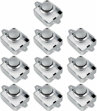 OEM 10 Piezas De Cerraduras De Bot&oacute;n Pulsador Sa Para Cajones, Armarios Y Puertas De Autocaravanas, Furgonetas Camper Y Caravanas (plata, 10 Piezas)
