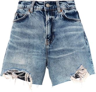Reformation acid-wash denim shorts - women - Recycled Cotton/Cotton - 24 - Blue
