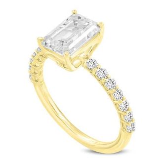 LuvMyJewelry Calista 14K Yellow Gold Emerald Lab Grown Diamond Engagement Ring - 2.41 Ct at Nordstrom, Size 7