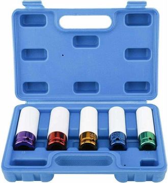 OEM Juego De 5 Vasos De Impacto Para Llantas Drive Metric De Pared Extrafina, Tama&ntilde;o 15, 17, 19, 21, 22 Mm