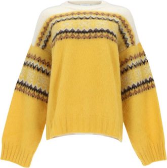 Ganni Yellow Crew Neck Sweater