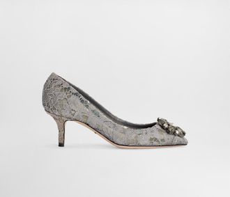 Dolce & Gabbana Pump In Taormina Lace With Crystals - Woman Pumps And Slingback Gray Lace 41.5