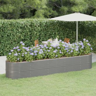 vidaXL Vidaxl - Jardinera Arriate Acero Galvanizado Gris 368x80x68 Cm