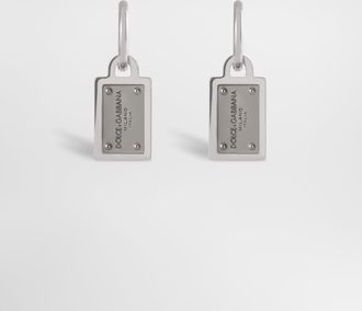 Dolce & Gabbana Earrings With Logo Tag - Man Bijoux Silver Metal Onesize