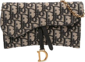 Dior Borsa a tracolla Saddle con catena e motivo Oblique 2021 - Blu