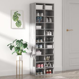 Berkfield Home Shoe Cabinet Grey Sonoma 54x34x183 cm Engineered Wood | Size: 54 x 34 x 183 cm