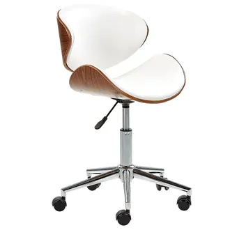Beliani Beliani - Silla De Escritorio Tapizada En Piel Sint&eacute;tica Blanca Elevador De Gas Asiento Ajustable En Altura Giratoria Con Ruedas Rotterdam