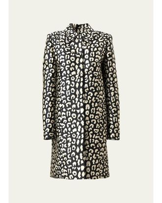 Carolina Herrera Leopard Button-Front Coat