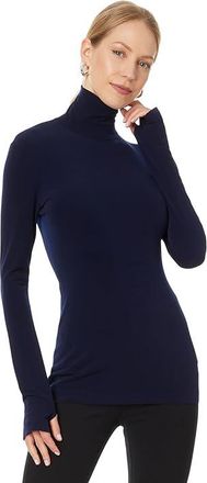 Norma Kamali Slim Fit Long Sleeve Turtle Top Womens Clothing True Navy : XL (Womens 10), Spandex/Polyester/Jersey