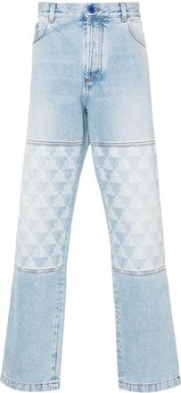 Marcelo Burlon Cross-print straight-leg jeans - men - Cotton/Polyester/Cotton - 32 - Blue