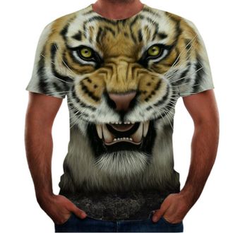 Generic Animal Print 3D T-Shirt Tiger Short Sleeve Mens Lion T-Shirt Casual New Mens Clothing, 5, XXXX-Large