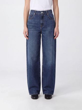 7 For All Mankind Jeans wide leg in denim di cotone a vita alta