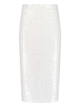 P.A.R.O.S.H. White Midi Sequin Skirt