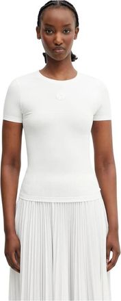 Marine Serre Pearl Logo Baby Fit T-Shirt - Dames - T-shirts - Wit - S - Katoen - Tops