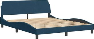 vidaXL Vidaxl - Cama Con Cabecero Sin Colch&oacute;n Terciopelo Azul 160x200 Cm