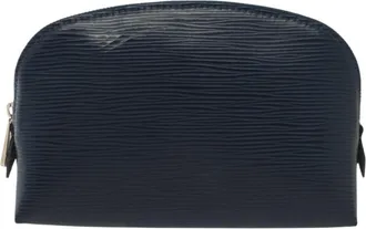 Louis Vuitton Cosmetic Pouch Navy Leather Clutch Bag (Pre-Owned)