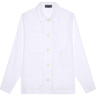 Vilebrequin Linen Solid Overshirt in Blanc at Nordstrom, Size Xxx-Large