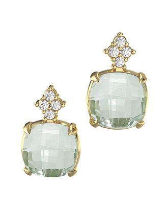 I.Reiss Company 14K 7.20 Ct. Tw. Diamond & Green Amethyst Drop Earrings