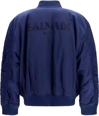 Balmain Mens Blue Polyamide Bomber Clothing