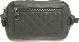 Bottega Veneta Intrecciato Dark Gray Intrecciato Fanny Pack (Pre-Owned)