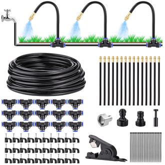 OEM Kit De Riego Por Goteo Autom&aacute;tico De 18 Metros (60 Pies): Sistema De Riego De Jard&iacute;n Para Armar Usted Mismo Con 15 Boquillas De Niebla Plegables De La