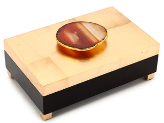 Schubiger M&ouml;bel Aufbewahrungsbox Krizia Lack Schwarz/gold B: 25 cm