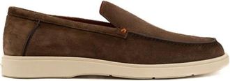 Santoni Loafers, male, Brown, 10 UK, Brown Suede Moccasin Flat Shoes