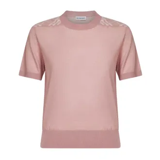 Burberry Truien & Vesten, Dames, Roze, L, Wol, Crewneck Trui
