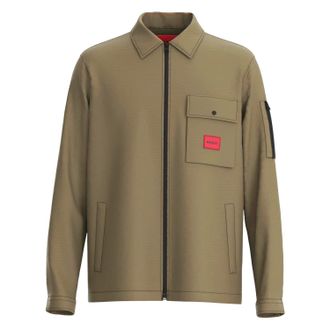 HUGO BOSS Hugo Heren Logo Katoenen Overshirt (Groen)