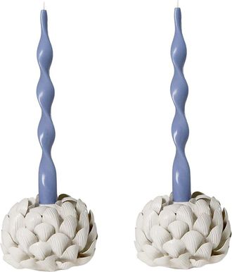 Two's Company Set Of 2 Sea Shell Bud Vases / Taper Candleholders