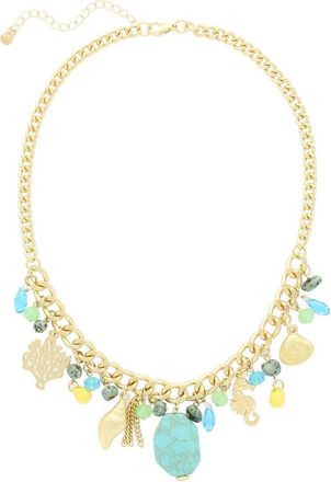 Olivia Welles Elora Charm Necklace in Matte Gold /Turquoise at Nordstrom Rack