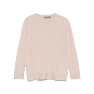 D.exterior Roze Diamant Argyle Gebreide Trui - Dames - Sweatshirts - Roze - L - Wol - Hoodies & sweatvesten
