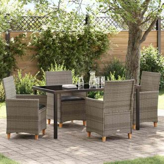 vidaXL Vidaxl - Conjunto De Comedor De Jard&iacute;n 5 Pcs Gris Rat&aacute;n Sint&eacute;tico
