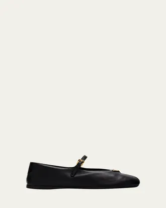 Prada Leather Mary Jane Ballerina Flats