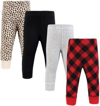 Hudson Baby Warm Slim-Fit Ankle Pants 4-Piece Set in Buffalo Plaid Leopard at Nordstrom, Size Newborn