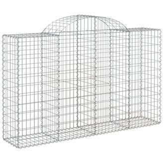 Berkfield Home Decorative Arched Gabion Baskets 8 pcs 200x50x120/140 cm Galvanis in Silver
